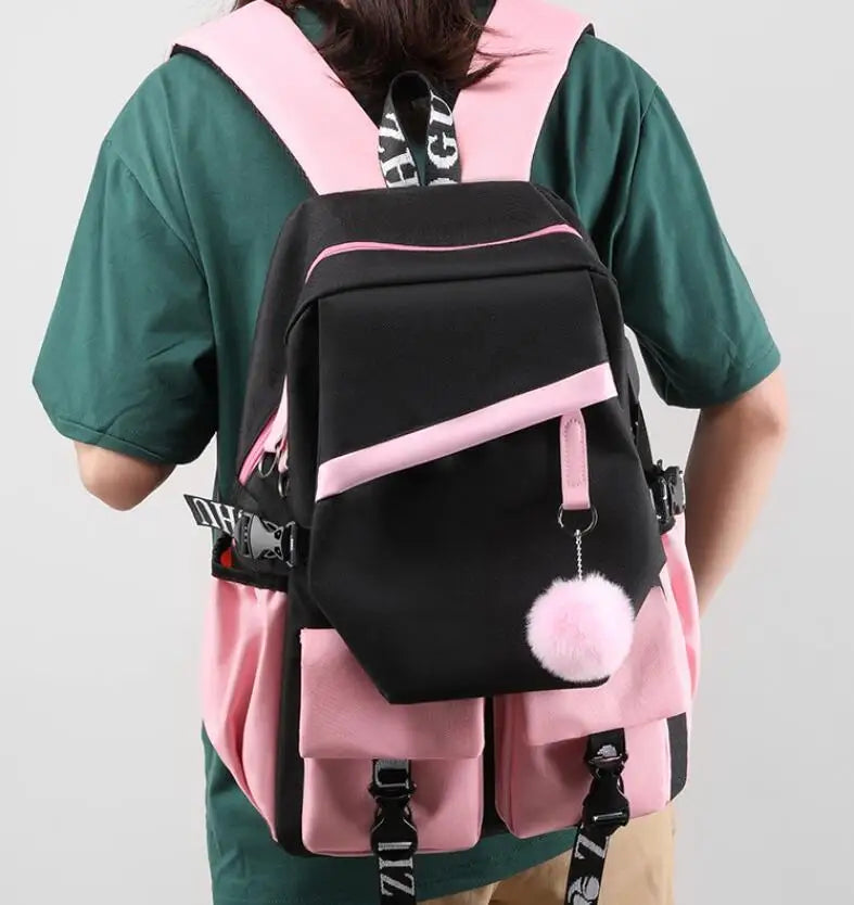 Cute Kuromi Backpack With USB Charging