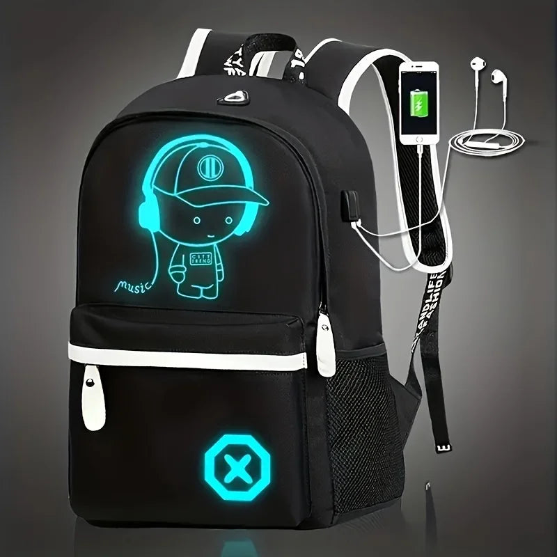 School Backpack. Waterproof. USB Charging