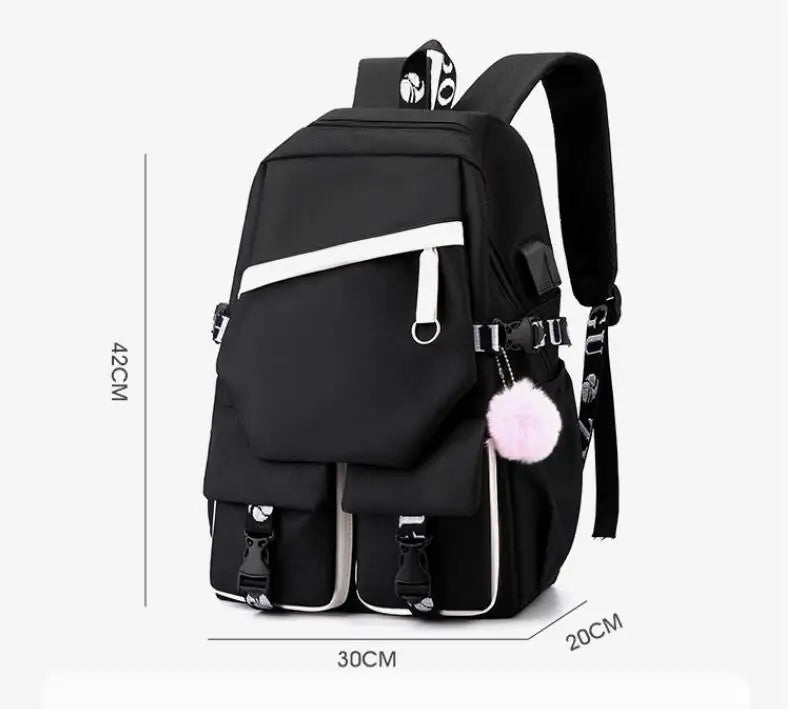 Cute Kuromi Backpack With USB Charging